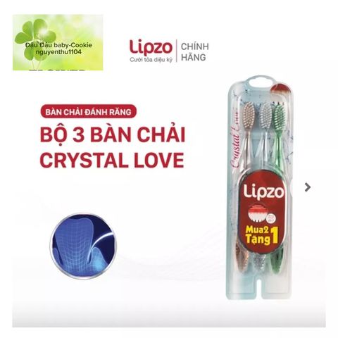 Bộ 3 Bàn Chải Đánh Răng Lipzo Crystal Love Dành Cho Nữ - Thiết Kế Đặc Biệt, Chất Liệu Cao Cấp, Chăm Sóc Răng Miệng Hiệu Quả