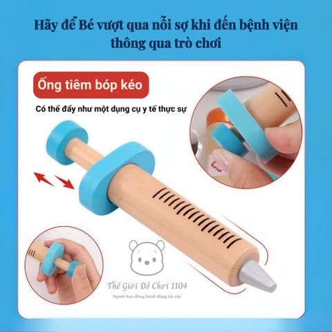 Bộ Đồ Chơi Bác Sĩ Bằng Gỗ 20 Chi Tiết - Bộ Phát Triển Kỹ Năng Tư Duy Cho Bé, Giúp Trẻ Vượt Qua Nỗi Sợ Bác Sĩ Thú Vị