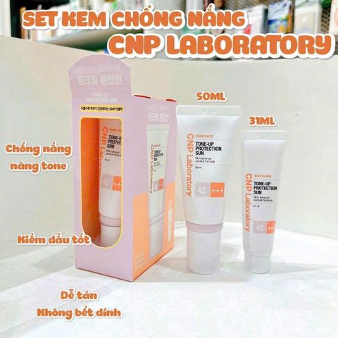 Set Kem Chống Nắng Nâng Tông CNP Laboratory SPF42/PA+++ 50ml + 31ml - Kiềm Dầu, Bảo Vệ Da Nhạy Cảm, Dễ Dàng Trang Điểm