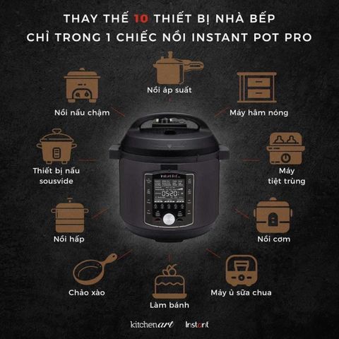 Nồi áp suất điện thông minh Instant Pot Pro 10 trong 1 - Nấu ăn nhanh chóng, đa chức năng, tiết kiệm năng lượng và giữ lại dinh dưỡng