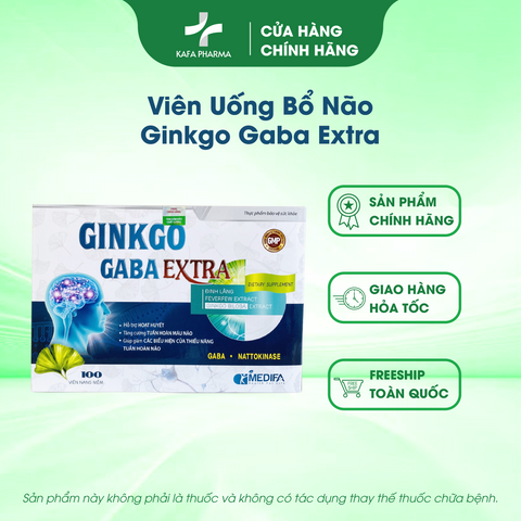 Viên uống bổ não Ginkgo Gaba Extra 60 viên - Giảm đau đầu, mất ngủ, hỗ trợ tuần hoàn não và rối loạn tiền đình.