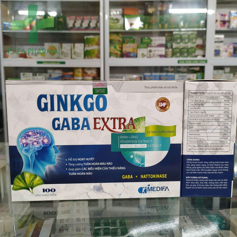 Viên uống bổ não Ginkgo Gaba Extra 60 viên - Giảm đau đầu, mất ngủ, hỗ trợ tuần hoàn não và rối loạn tiền đình.