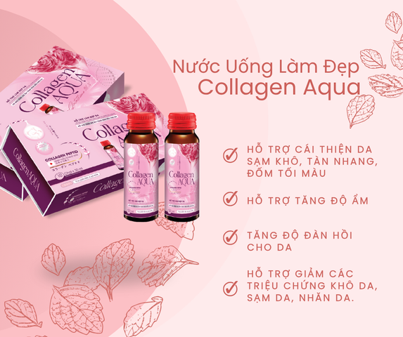 Nước Uống Collagen Aqua Làm Đẹp Da - Giảm Nếp Nhăn, Lão Hóa, Cải Thiện Da Sạm Khô (Hộp 10 Chai x 30ml)