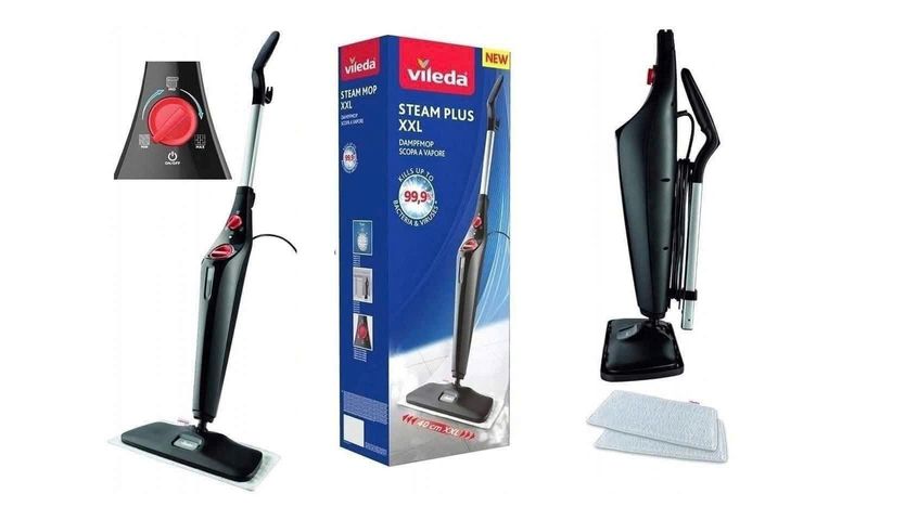 Cây Lau Nhà Hơi Nước Vileda Steam Plus XXL - Diệt Khuẩn, Dung Tích 400ml, Combo 2 Khăn Lau Cao Cấp, Dễ Dàng Sử Dụng, An Toàn Cho Gia Đình