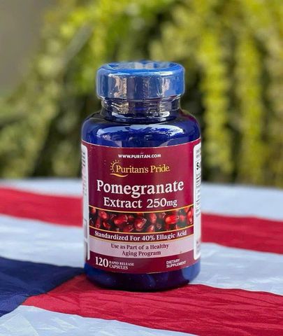 Viên Uống Lựu Đỏ Puritan's Pride 250mg 120 Viên - Hỗ Trợ Chống Nắng Nội Sinh, Sáng Da, Giảm Nám, Nhập Khẩu Mỹ