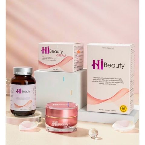 Bộ Sản Phẩm Dưỡng Da Hi Beauty - Kem và Viên Uống Giúp Dưỡng Trắng, Mờ Nám, Chống Lão Hóa, Phù Hợp Mọi Loại Da