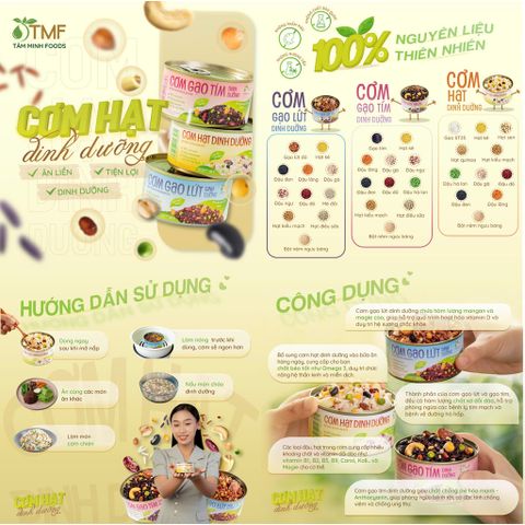 Combo 6 lon Cơm hạt dinh dưỡng ăn liền 160g TÂM MINH FOODS