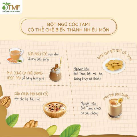 Bột Ngũ Cốc Tami Không Đường - Hỗ Trợ Giảm Cân Tâm Minh Foods, Thành Phần Thiên Nhiên, Dinh Dưỡng Cao, Pha Nhanh Gọn 25 Gói