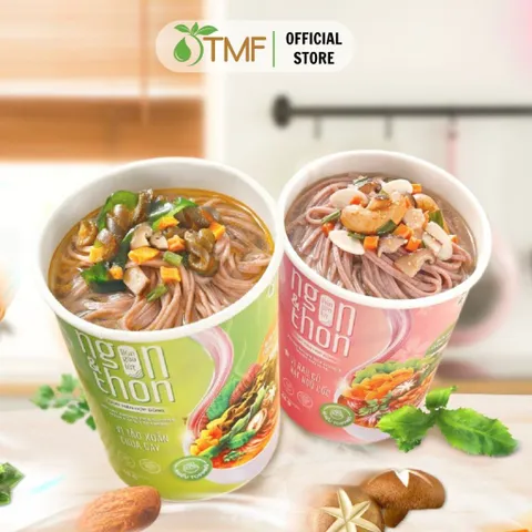Combo mix 6 ly bún gạo lứt ăn liền NGON & THON - Vị rau củ hạt ngũ cốc & vị tảo xoắn chua cay thuần