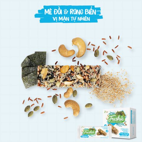 Set 3 Thanh Gạo Lứt Mix Hạt Dinh Dưỡng Freshie - Granola Bar Thuần Thực Vật Vị Hạt Sen, Đậu Xanh, Mè Đồi, Rong Biển, Dừa, Hạt Điều