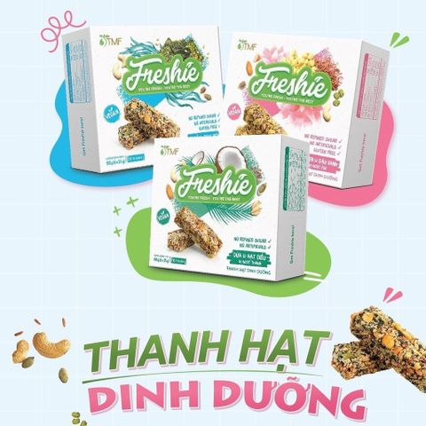Set 3 Thanh Gạo Lứt Mix Hạt Dinh Dưỡng Freshie - Granola Bar Thuần Thực Vật Vị Hạt Sen, Đậu Xanh, Mè Đồi, Rong Biển, Dừa, Hạt Điều