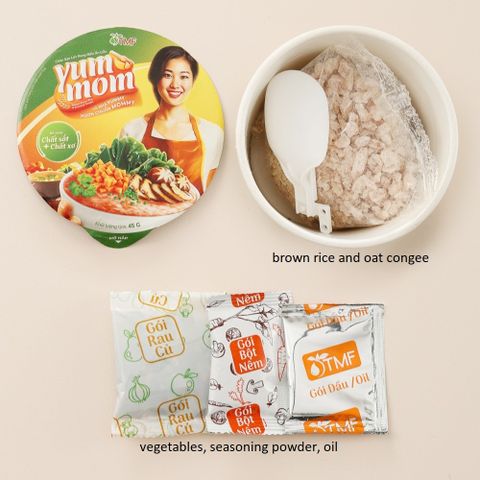 Combo 6 Ly Cháo Gạo Lứt Rong Biển Yến Mạch Ăn Liền Yum Mom 45g - Dinh Dưỡng Cho Bé Ăn Dặm, Tiện Lợi, Tự Nhiên