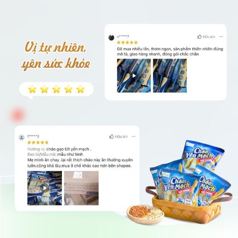 Cháo Yến Mạch Gạo Lứt Ăn Liền Tâm Minh - Thùng 30 Gói 100% Tự Nhiên, Giảm Cân Healthy, Không Bột Ngọt, Dinh Dưỡng Tiện Lợi
