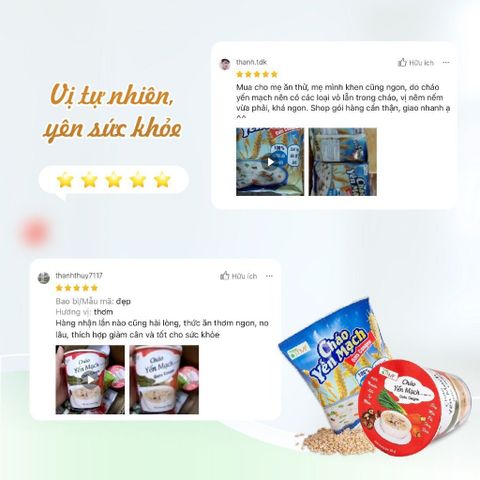 Cháo Yến Mạch Gạo Lứt Ăn Liền Tâm Minh - Thùng 30 Gói 100% Tự Nhiên, Giảm Cân Healthy, Không Bột Ngọt, Dinh Dưỡng Tiện Lợi
