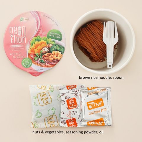 Thùng 12 bún tảo xoắn + 12 bún rau củ gạo lứt ăn liền NGON & THON eatclean giảm cân TÂM MINH FOODS
