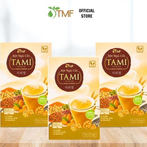 Combo 3 Hộp Bột Ngũ Cốc Nảy Mầm Tami 50 Gói - Ít Ngọt, Dinh Dưỡng Từ Hạt Thiên Nhiên, Dễ Dàng Pha Chế, Thích Hợp Mọi Lứa Tuổi