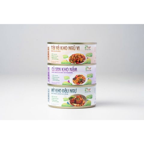Thùng mix 3 món kho tiện lợi Tâm Minh Foods - Mít kho đậu ngự, Củ sen kho nấm & Trái vả kho ngũ vị, ăn ngon, giàu dinh dưỡng