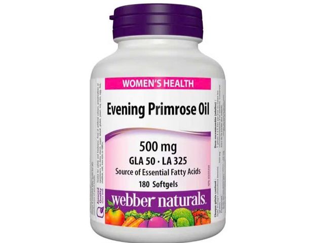 Viên Uống Tinh Dầu Hoa Anh Thảo Webber Naturals 500mg - Hỗ Trợ Cân Bằng Nội Tiết Tố Nữ, Làm Đẹp Da, Hộp 180 Viên