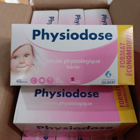 Nước Muối Sinh Lý Physiodose Pháp 5ml cho Trẻ Sơ Sinh - Hộp 40 Ống Giúp Làm Sạch Mũi và Bảo Vệ Sức Khỏe Bé Yêu