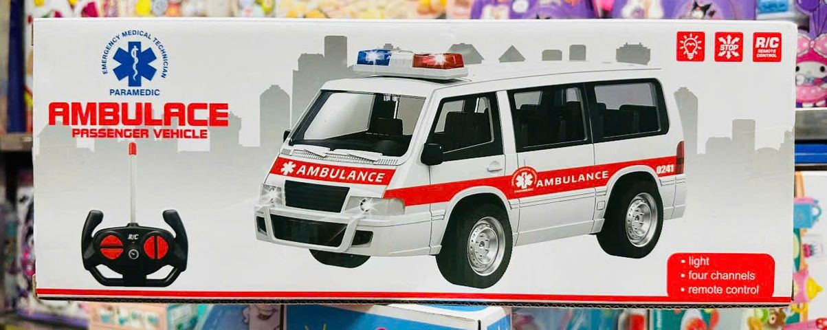 Đồ chơi điều khiển từ xa xe ô tô cứu thương chạy bằng pin, có đèn 998-34 Ambullance Vehicle Remote control
