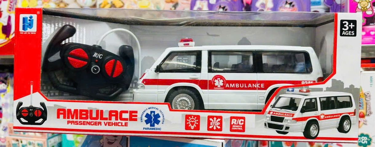Đồ chơi điều khiển từ xa xe ô tô cứu thương chạy bằng pin, có đèn 998-34 Ambullance Vehicle Remote control