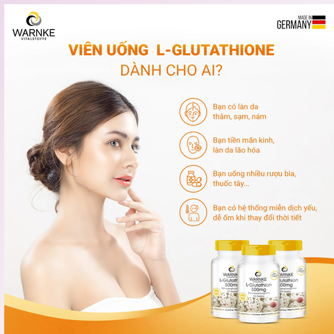 Viên Uống Trắng Da Warnke L-Glutathion 500mg 100 Viên
