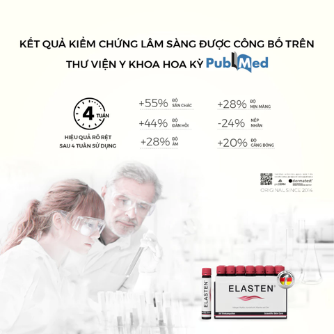 Hộp 28 ống Collagen Elasten Giúp Da Căng Mịn, Ngừa Lão Hóa, Tóc Chắc Khỏe