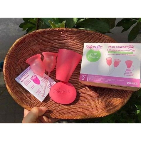 Cốc Nguyệt San Saforelle - Bộ 2 Cốc Silicone An Toàn, Dễ Dàng Sử Dụng - Giúp Giảm Cảm Giác Khó Chịu Khi Có Kinh Nguyệt