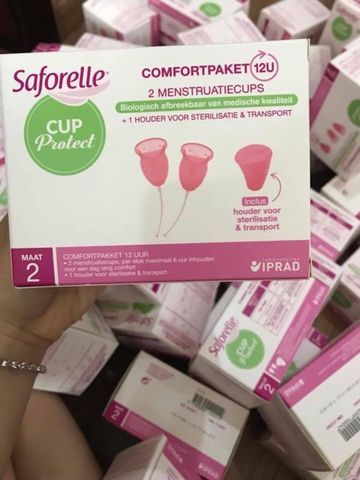 Cốc Nguyệt San Saforelle - Bộ 2 Cốc Silicone An Toàn, Dễ Dàng Sử Dụng - Giúp Giảm Cảm Giác Khó Chịu Khi Có Kinh Nguyệt