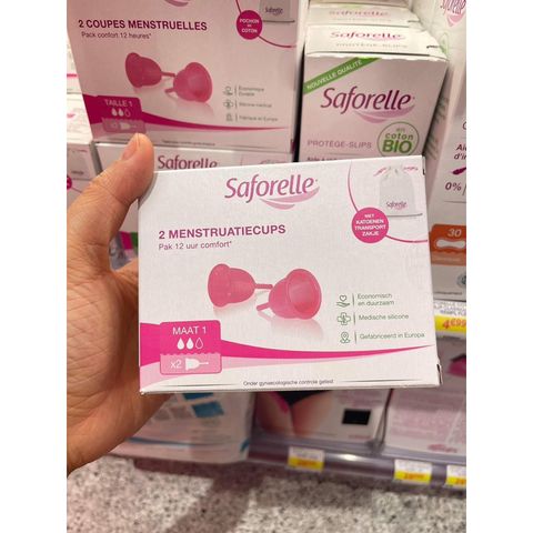 Cốc Nguyệt San Saforelle - Bộ 2 Cốc Silicone An Toàn, Dễ Dàng Sử Dụng - Giúp Giảm Cảm Giác Khó Chịu Khi Có Kinh Nguyệt