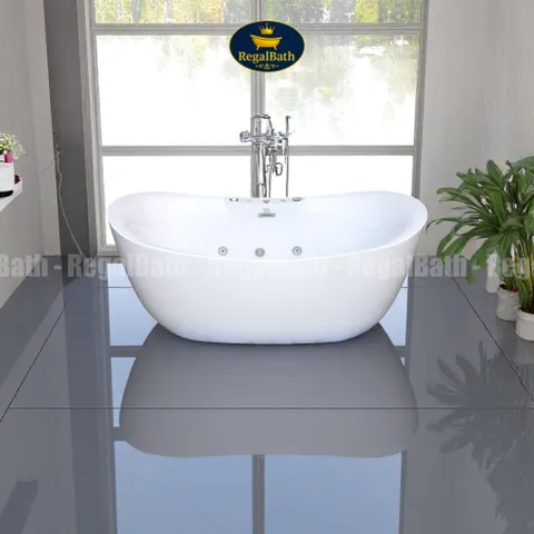 Bồn Tắm Massage Cao Cấp Dáng Thỏi Vàng RB-17TV - Regalbath với Hệ Thống Sục Khí và Đèn LED Sang Trọng, Thư Giãn tại Nhà