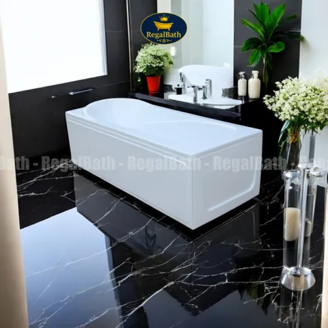 Bồn Tắm Dài Regalbath RB-18P 1m8 - Chất Liệu Acrylic Cao Cấp, Thiết Kế Hiện Đại, Kích Thước 1800x800x550 mm, Phù Hợp Cho Phòng Tắm Sang Trọng
