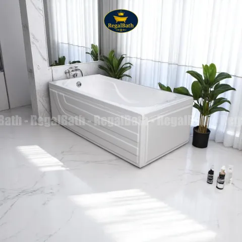 Bồn Tắm Dài 1m5 RegalBath RB-15A - Bồn Tắm Acrylic Cao Cấp Thiết Kế Tối Giản, An Toàn Với Đáy Chống Trượt, Kích Thước 1500x750x550mm