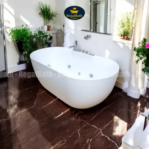 Bồn Tắm Oval Massage Cao Cấp Regalbath RB-15O-CM 1m5 - Thiết Kế Cạnh Mỏng, Sang Trọng, Dễ Lắp Đặt, Thư Giãn Tại Nhà