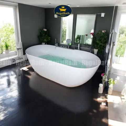 Bồn Tắm Oval Massage Cao Cấp Regalbath RB-15O-CM 1m5 - Thiết Kế Cạnh Mỏng, Sang Trọng, Dễ Lắp Đặt, Thư Giãn Tại Nhà