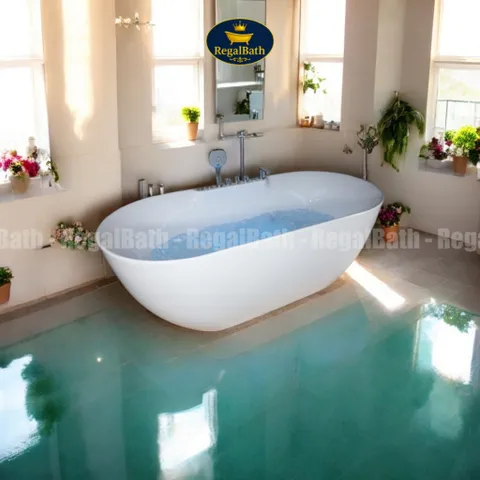 Bồn Tắm Oval Massage Cao Cấp Regalbath RB-15O-CM 1m5 - Thiết Kế Cạnh Mỏng, Sang Trọng, Dễ Lắp Đặt, Thư Giãn Tại Nhà