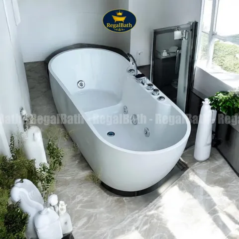 Bồn Tắm Massage Oval Cạnh Thẳng 1m5 (RB-15O-CT) Regalbath - Thư Giãn Chuẩn Spa Tại Nhà, Tiết Kiệm Diện Tích