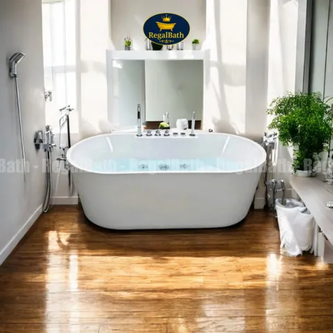 Bồn Tắm Massage Oval Cạnh Thẳng 1m5 (RB-15O-CT) Regalbath - Thư Giãn Chuẩn Spa Tại Nhà, Tiết Kiệm Diện Tích