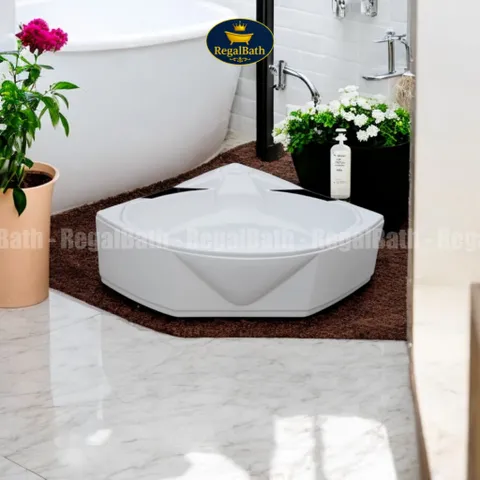 Bồn Tắm Góc 1M4 RegalBath RB-14GA - Thiết Kế Bo Tròn Tối Ưu Không Gian, Nhựa Acrylic Chống Ố, Lựa Chọn Nâng Cấp Massage, LED