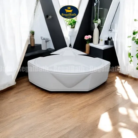 Bồn Tắm Góc 1M4 RegalBath RB-14GA - Thiết Kế Bo Tròn Tối Ưu Không Gian, Nhựa Acrylic Chống Ố, Lựa Chọn Nâng Cấp Massage, LED