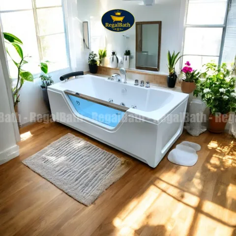 Bồn Tắm Massage Dài Kính 1m7 RB-17MS RegalBath - Thiết Kế Sang Trọng, Thư Giãn Tối Ưu với Kính Cường Lực và Hệ Thống Massage Thủy Lực