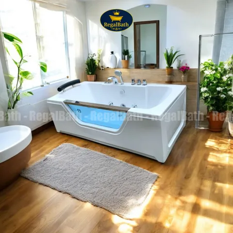 Bồn Tắm Massage Dài Kính 1m7 RB-17MS RegalBath - Thiết Kế Sang Trọng, Thư Giãn Tối Ưu với Kính Cường Lực và Hệ Thống Massage Thủy Lực
