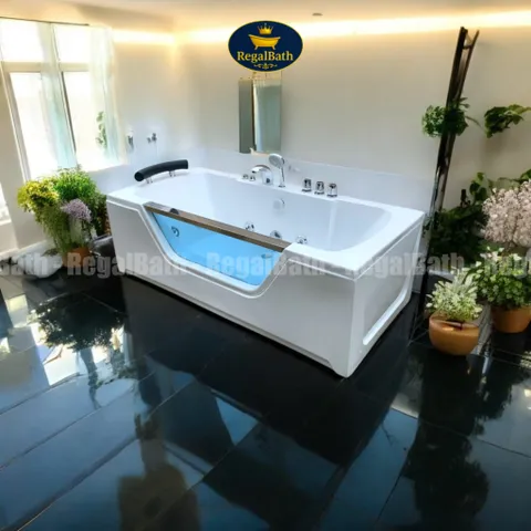 Bồn Tắm Massage Dài Kính 1m7 RB-17MS RegalBath - Thiết Kế Sang Trọng, Thư Giãn Tối Ưu với Kính Cường Lực và Hệ Thống Massage Thủy Lực