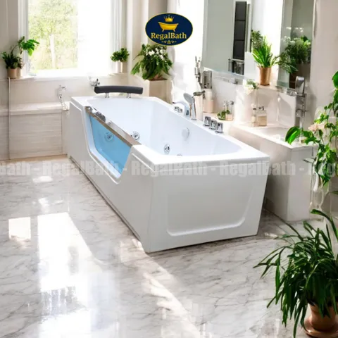 Bồn Tắm Massage Dài Kính 1m7 RB-17MS RegalBath - Thiết Kế Sang Trọng, Thư Giãn Tối Ưu với Kính Cường Lực và Hệ Thống Massage Thủy Lực