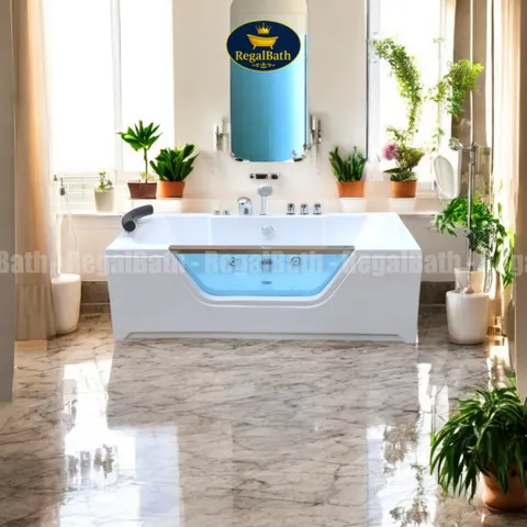Bồn Tắm Massage Dài Kính 1m7 RB-17MS RegalBath - Thiết Kế Sang Trọng, Thư Giãn Tối Ưu với Kính Cường Lực và Hệ Thống Massage Thủy Lực