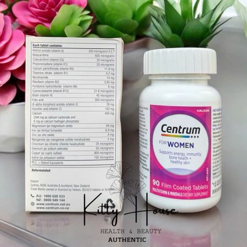 Viên uống bổ sung vitamin Centrum For Women 90 viên - Tăng cường sức đề kháng và hỗ trợ sức khỏe cho phụ nữ dưới 50 tuổi