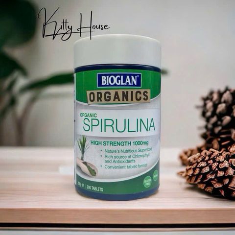 Viên Uống Tảo Xoắn Spirulina Hữu Cơ Bioglan 1000mg - Hỗ Trợ Tim Mạch, Tăng Cường Sức Khỏe và Chống Oxy Hóa - 200 Viên Chính Hãng