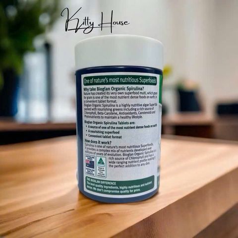Viên Uống Tảo Xoắn Spirulina Hữu Cơ Bioglan 1000mg - Hỗ Trợ Tim Mạch, Tăng Cường Sức Khỏe và Chống Oxy Hóa - 200 Viên Chính Hãng