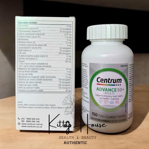 Viên Uống Bổ Sung Vitamin Centrum Advance 50+ Dành Cho Người Trên 50 Tuổi - Tăng Cường Sức Khỏe 150 Viên