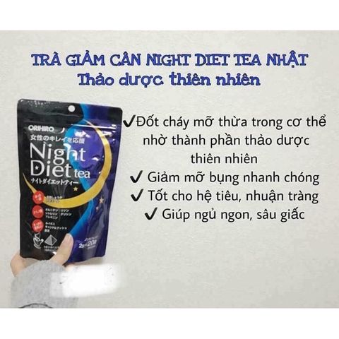 Trà Giảm Cân Ban Đêm Night Diet Tea Orihiro Nhật Bản - Hỗ Trợ Giấc Ngủ Ngon, Đốt Cháy Mỡ, Kiểm Soát Cân Nặng Từ Thiên Nhiên
